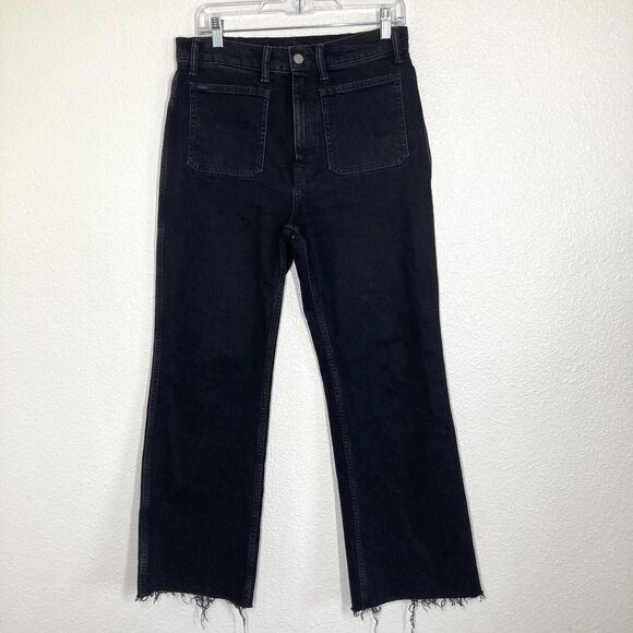 Polo Ralph Lauren Denim - Polo Ralph Lauren Jeans Womens 29 Black High Rise Wide Leg Raw Hem Cropped Denim